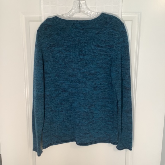 Natural Reflection Ladies Pullover V- Neck Sweater Greenish Blue/Black Size S - Picture 2 of 4